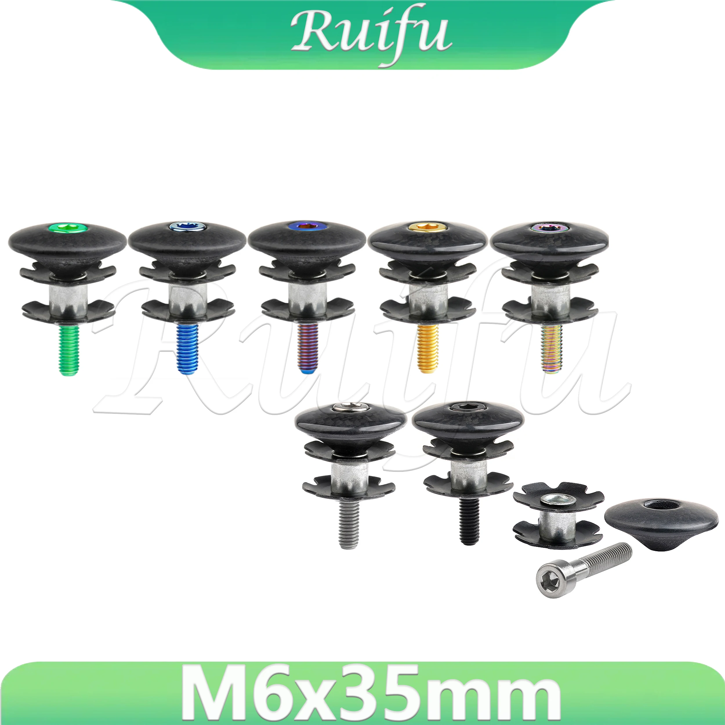 

Ruifu Titanium Bolt Bolt M6x35mm with Top Caps Carbon Fiber Headset Star Nut for Fork 1-1/8 Inch