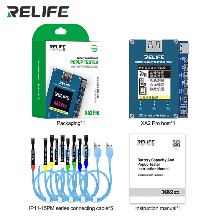 RELIFE XA2-Pro Battery Efficiency Life Pop-up Tester for IPhone11-15ProMax Battery Healthy Recovery Not Use Battery Flex Cable