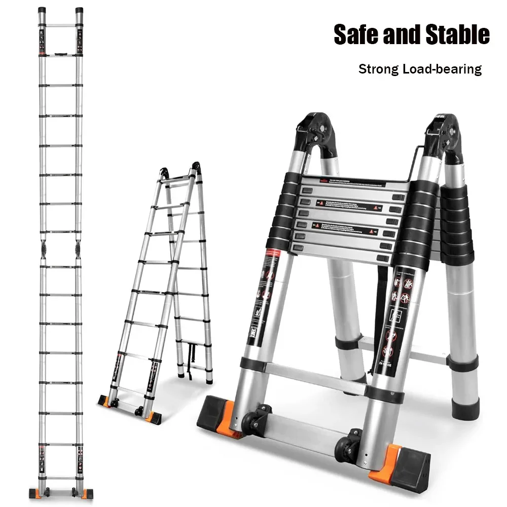 2.3M Stainless Steel Folding ladder Home Telescopic Ladders Scaffolding Ladder Engineering Stairs Herringbone 4 Step Ladder 접이식