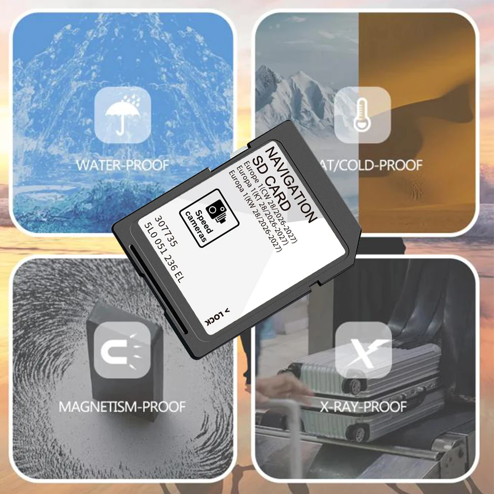 32GB Memory SD Card UK Europe Map GPS Discover MIB2 Media Navigation A1 for Skoda Octavia Superb Fabia Rapid Car 2026-2027