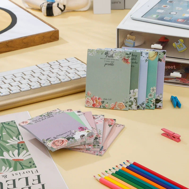 1/12pcs Floral Fresh Style Handwriting Note Paper Stickers Cross-border INS Tearable Post-it Notes for Reminders And Collage