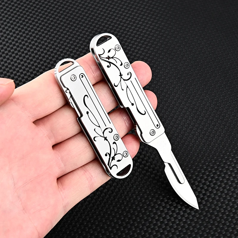 New mini Chinoiserie orchid stainless steel art knife sharp paper cutter portable key ring unpacking express knife 10 Blade Free