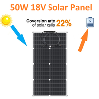 Flexible 50W 18V Solar Panel Monocrystalline Silicon Waterproof Battery Solar Panel Kit Camping RV Car Power Supply Photovoltaic