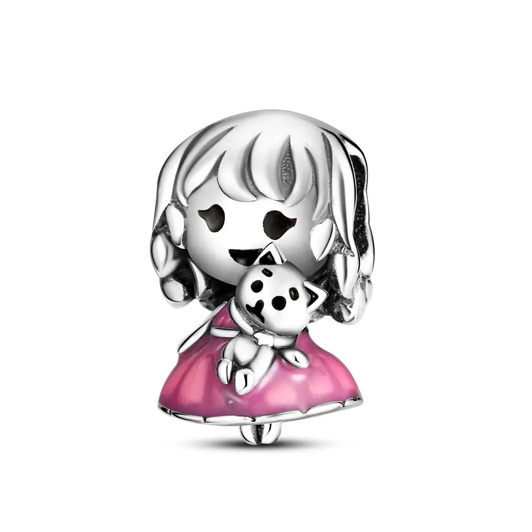 

Original Charm 925 Silver Bead Girl Fit Bracelet DIY For Lady Fine Jewelry For Woman Gift