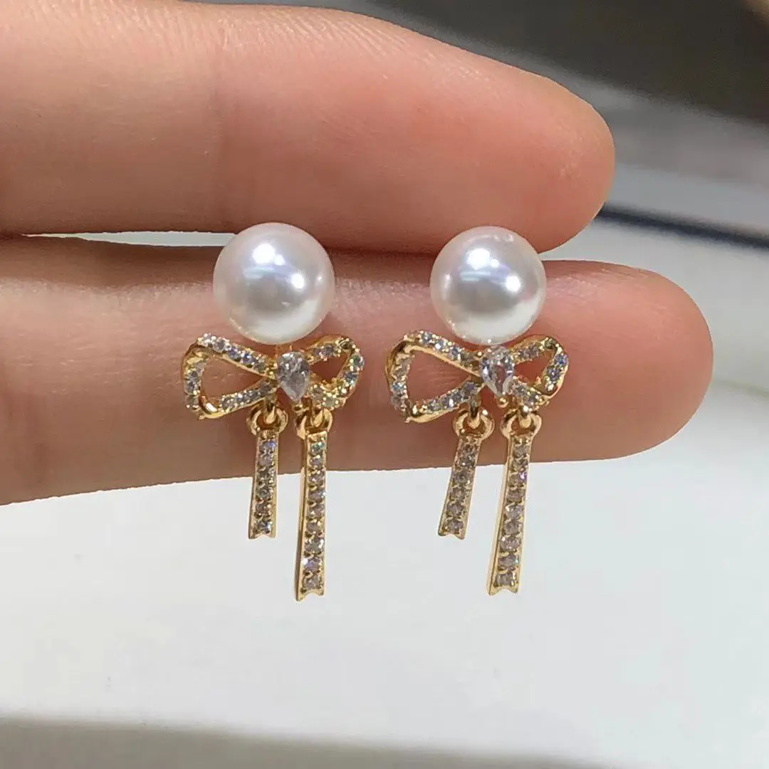 

Wholesale S925 Sterling Silver Earrings Mount Findings Settings Base Mounting Parts Accessory for 7-8mm Pearls 5 pairs/lot