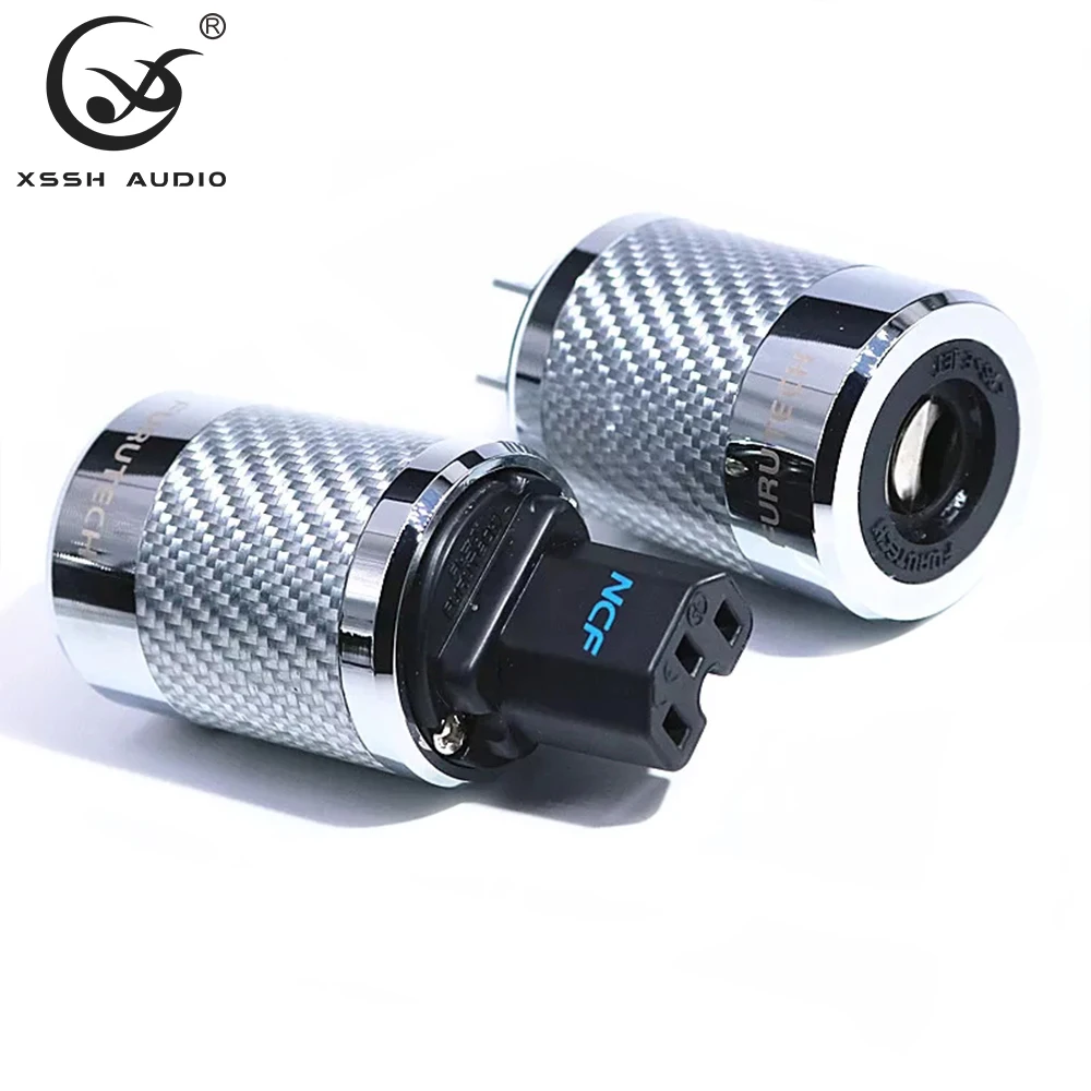 

American Jack 15A YIVO High Quality OEM Carbon Fiber Rhodium Plated AC Power Electrical Male Female Connector IEC US HIFI Plug