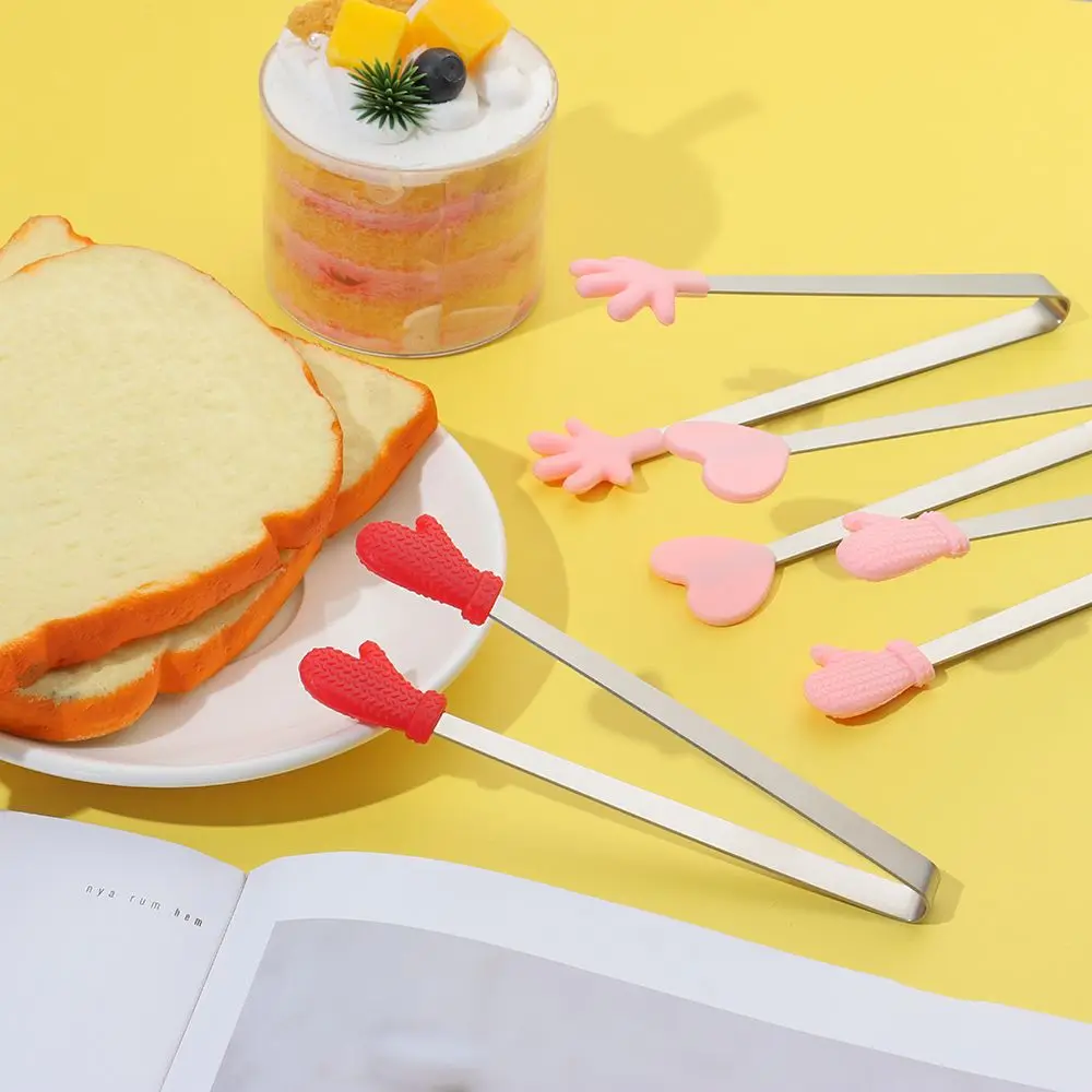 Kitchen Accessories Bread Non-slip Handles Mini Creative Snack Food Tong Silicone