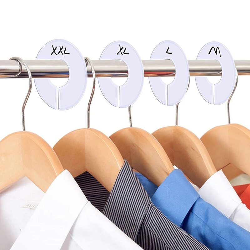 30 Pack White Round Clothing Size Closet Rack Dividers Hangers With 1Marker (Outer 3.5Inch, Inner 1.38Inch In Diameter)