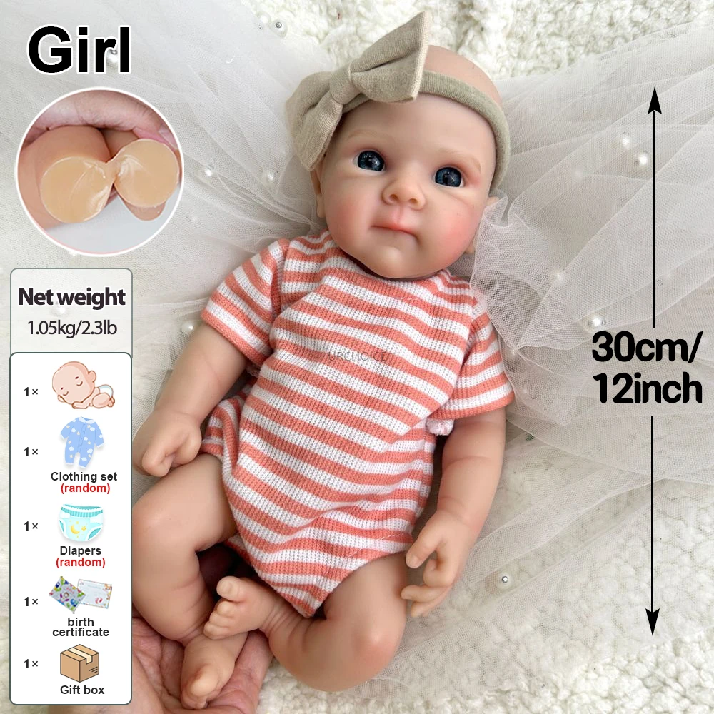 12Inch 30cm 베티 부드러운 터치 현실적인 실리콘 재태어난 인형 3D는 아이들 장난감을 위한 귀여운 세척 가능한 신생아 Bebe를 그렸습니다