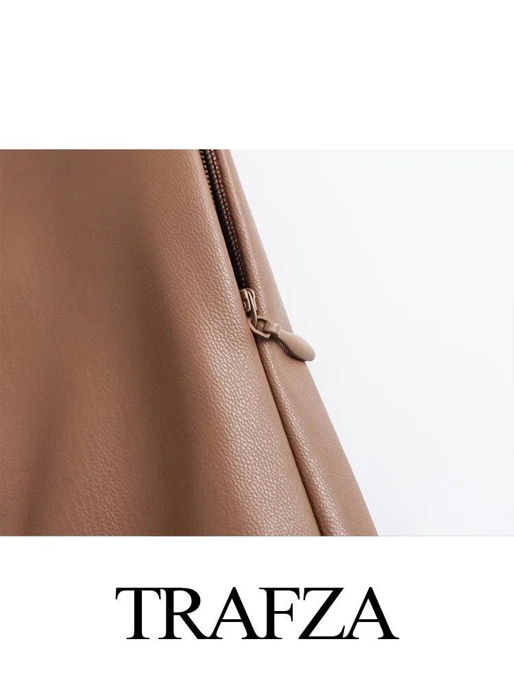 Imagem -04 - Trafza-pu Faux Calças de Couro Stretch para Mulheres Cintura Alta Calças Lápis Calças Compridas Streetwear Elegante Sólido 2023