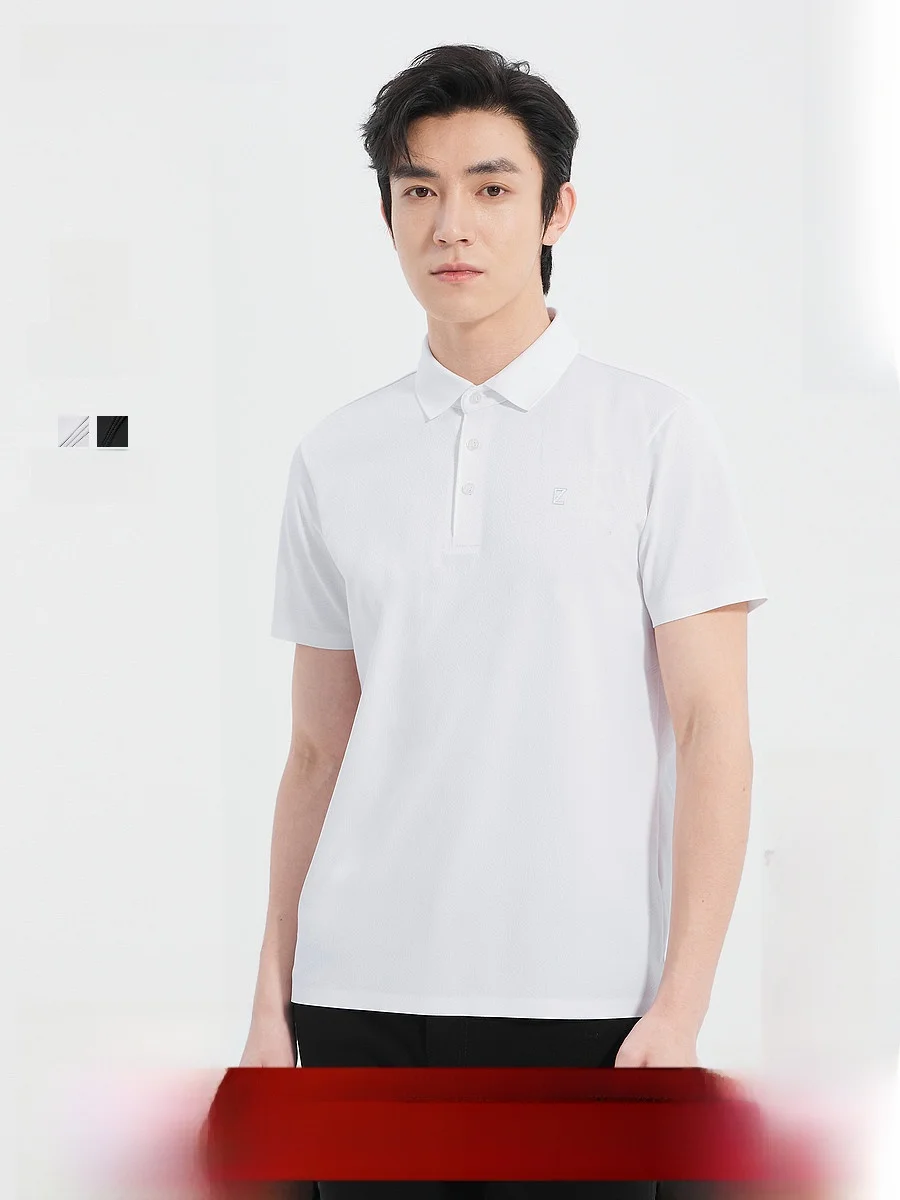 Lilanz Men's Short Sleeve  Shirt Elastic Texture Embroidery Silk T-Shirt Fashionable Urban Style Summer New Arrival