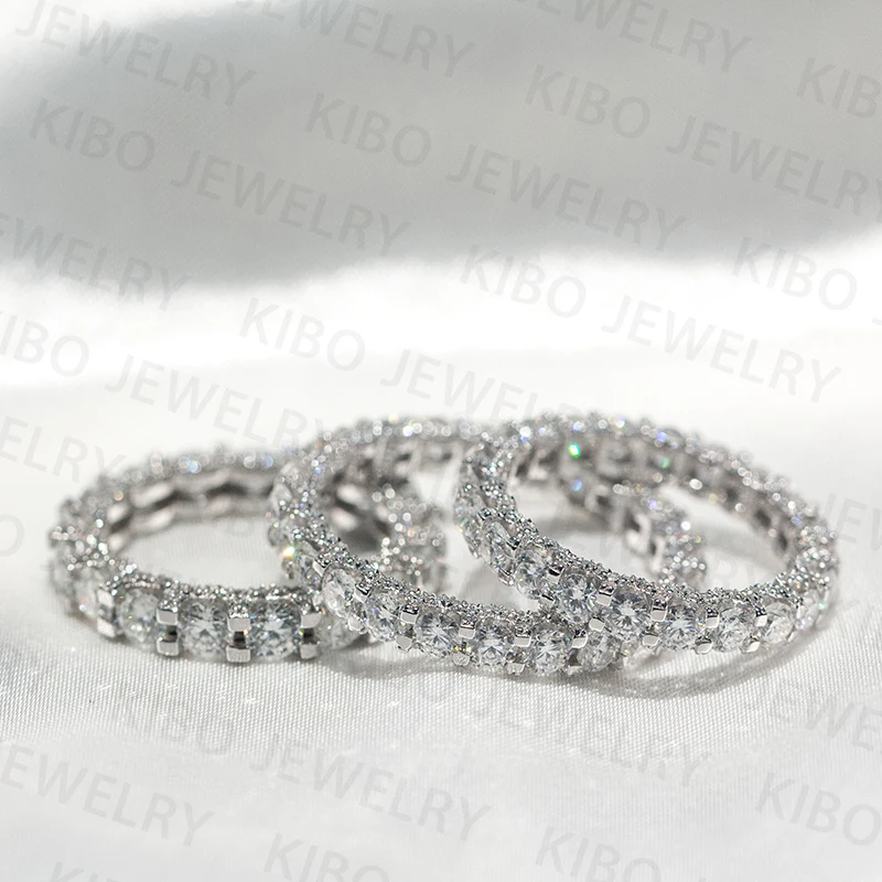 

Kibo Jewelry Rings for Couples Luxury Woman Ring 925 Silver 18K Plated 3.5mm-5.5 Moissanite Band Rings