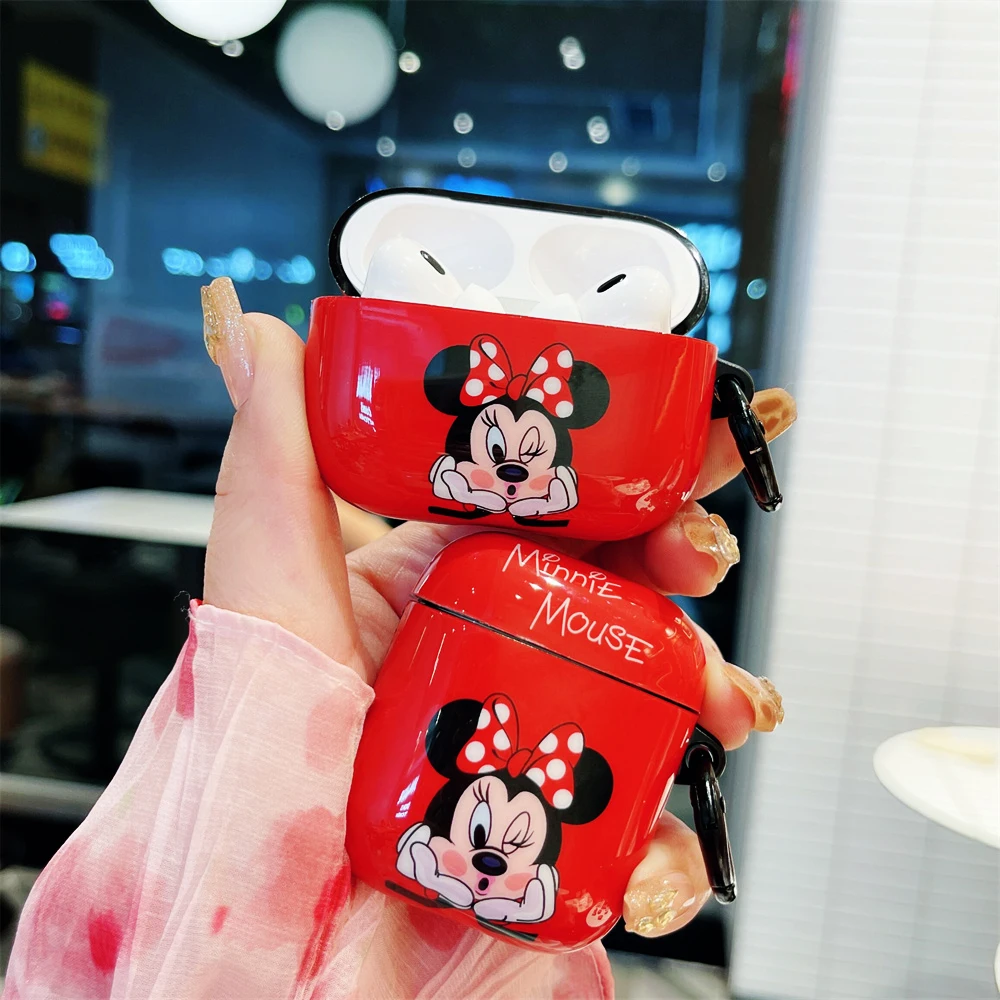 

MINISO Glossy Earphone Case For Apple Airpods1/2/3 Mickey Minnie Mouse Cartoon Protective Cover For Airpods Pro 2 Headphone Fund