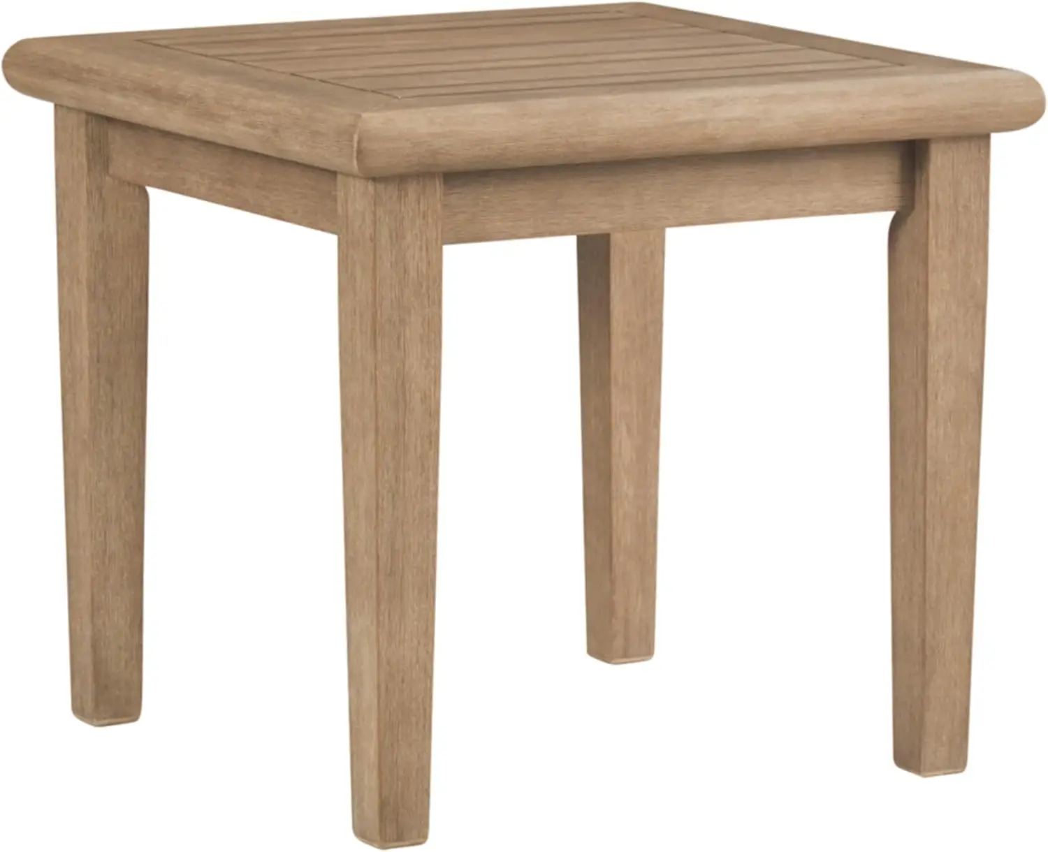 Design by Ashley Outdoor Eucalyptus Wood Square End Table, Beige