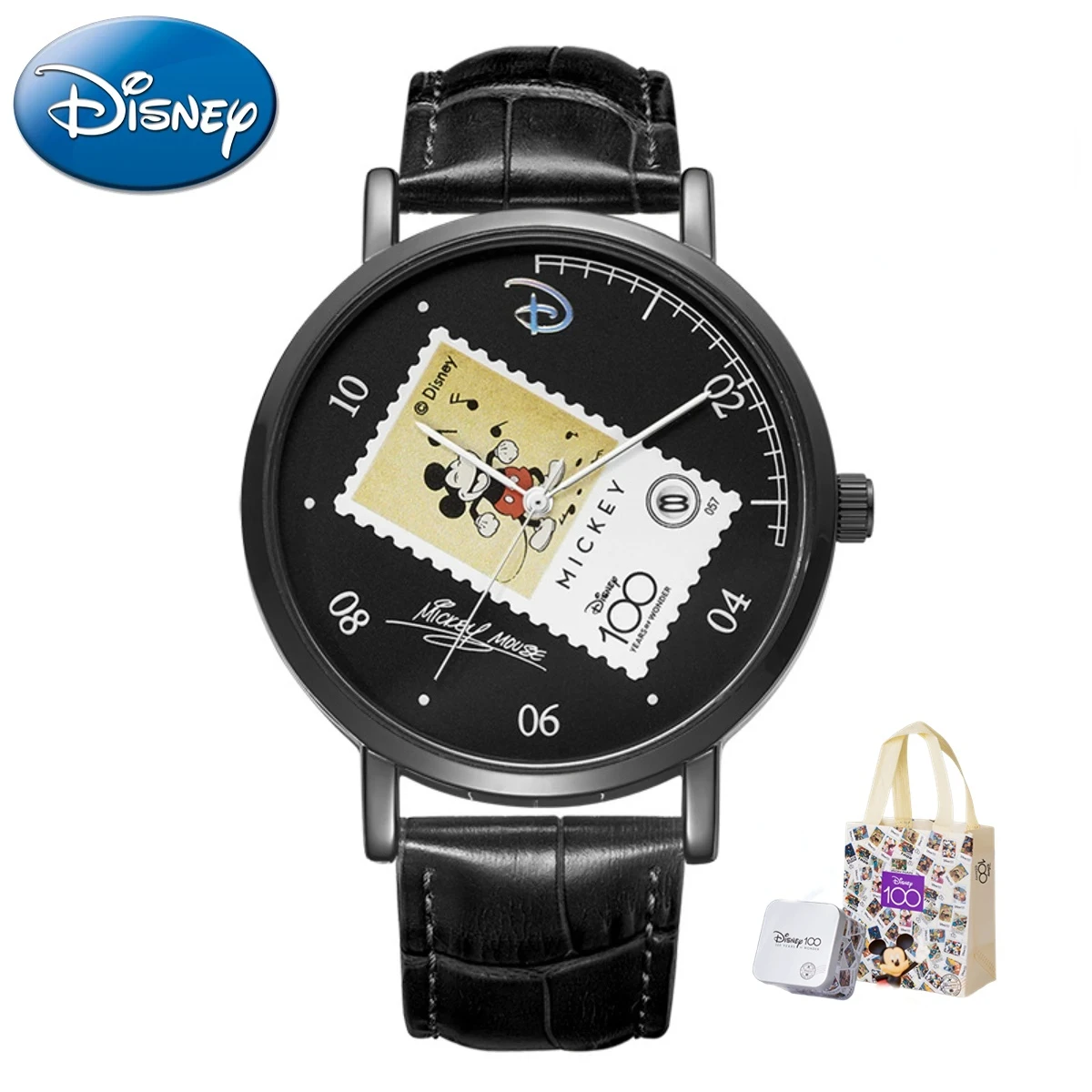 

Disney's 100th Anniversary Stamp Mickey Men Gift Watch Calendar Nattua Children's Luminous Quartz Clock Relogio Masculino