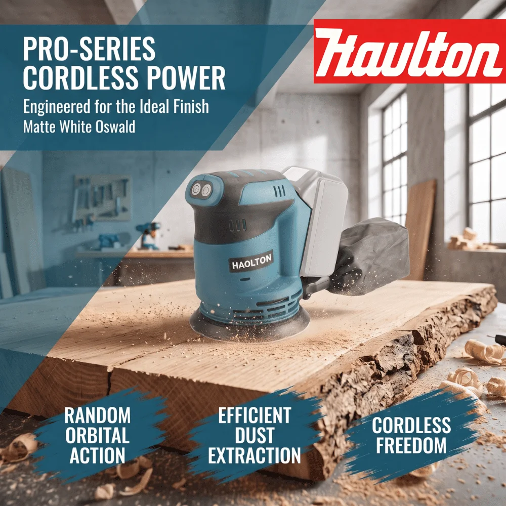 Makita 18V Battery HAOLTON Cordless Random Orbital Sander Electric Polisher Wood Polishing Grinding Power Tool