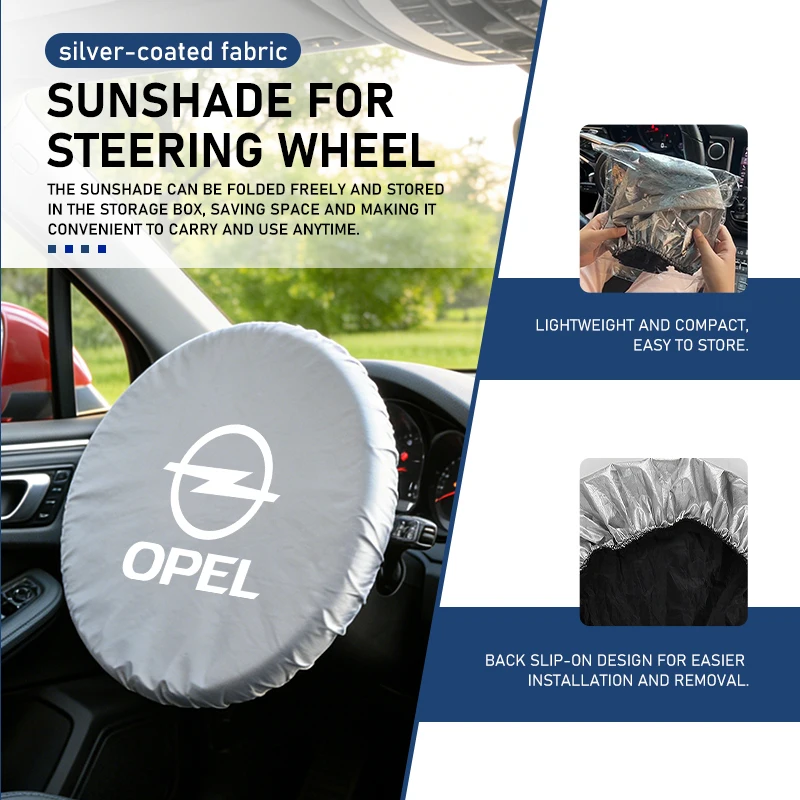 Car Steering Wheel Sunscreen Silver Coated Cloth Sun Shade Cover For Opel Insignia Astra G J F K Vectra C H Corsa C B D Omega