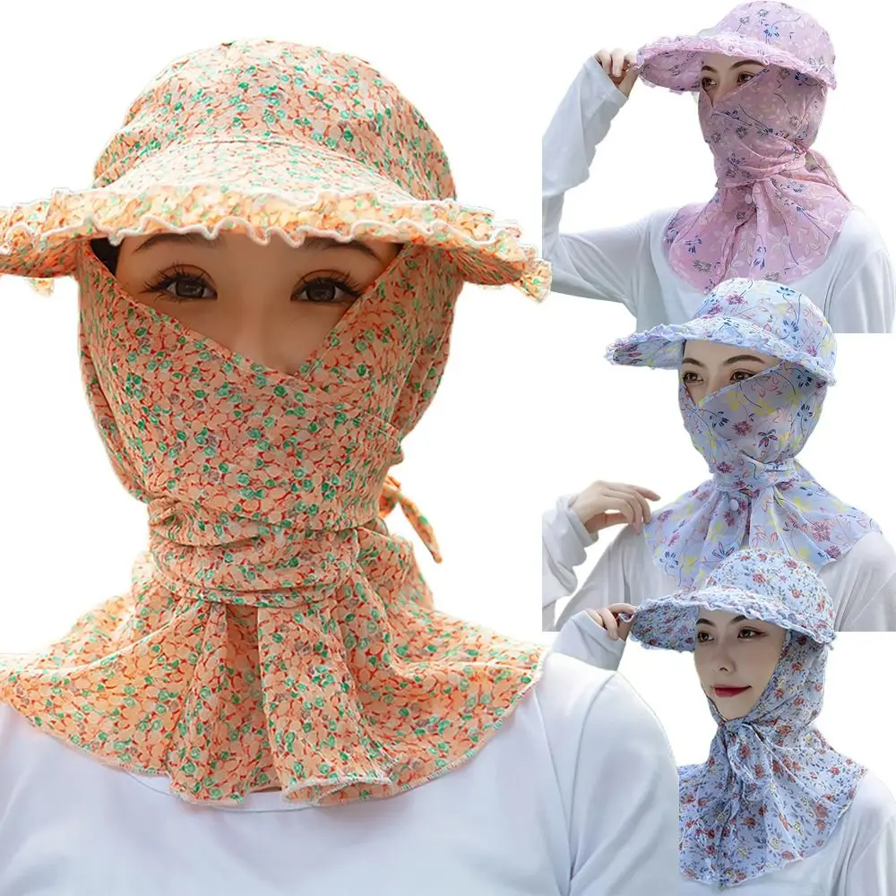 New Sunscreen Bucket Hat Flower Wide Brim Tea Picking Cap Quick-drying Sun Hat for Camping Hiking