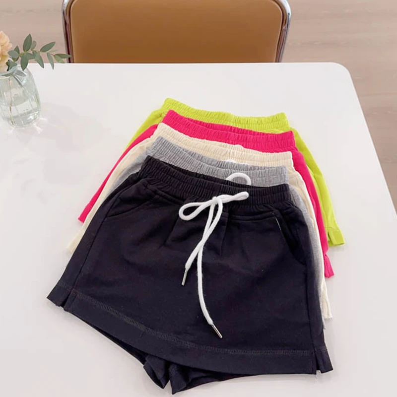 2-6Y Children Clothing Girls Shorts Spring Summer Simple Style Solid Color Pants Culottes Baby Korean Casual Simple Girls Pants