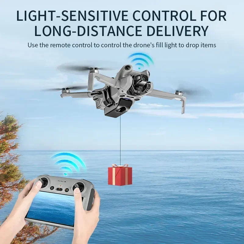 SZPowerwin Airdrop System For DJI Mini 4 Pro Drone Light-Sensitive Air-dropping Dropper Fishing Gift Rescue Deliver Thrower