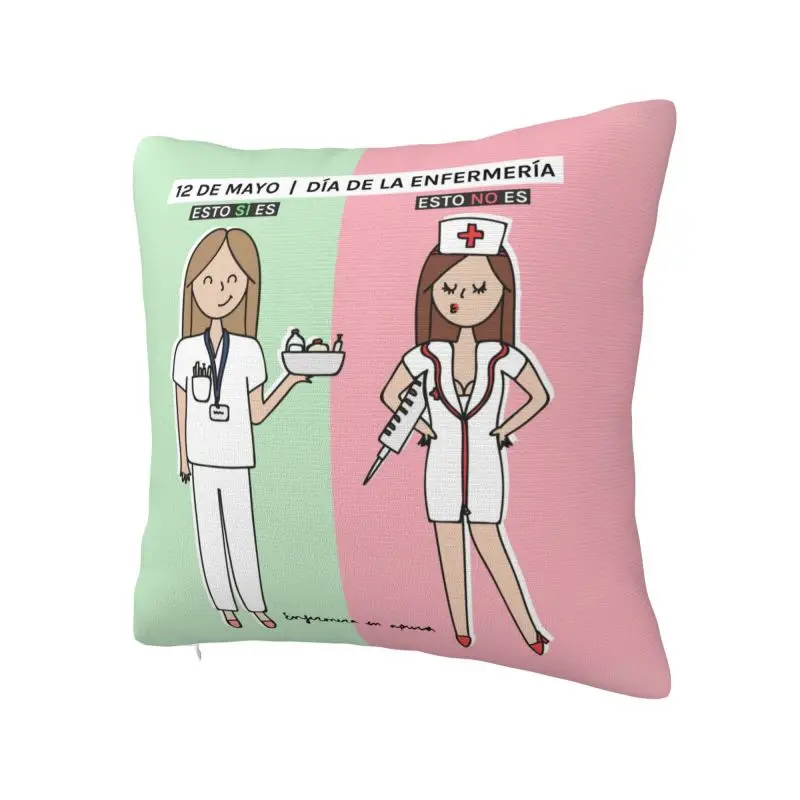 Enfermera En Apuros Doctor Nurse Throw Pillow Case 45*45cm Sofa Cushion Cover Velvet Polyester Pillowcase Double-sided Printing