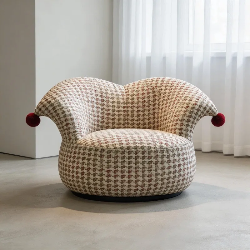

Clown lazy sofa single French cream wind jacquard cloth living room balcony leisure cloth rotating sofa chair household