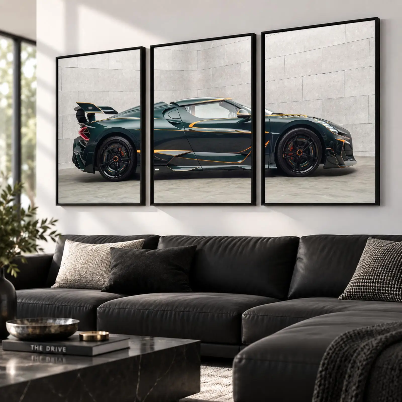 3pc Refined Exotic Car Painting Calligraphy Canvas Poster Set Wall Art Prints for Bedroom Living Room Home Decor Gift