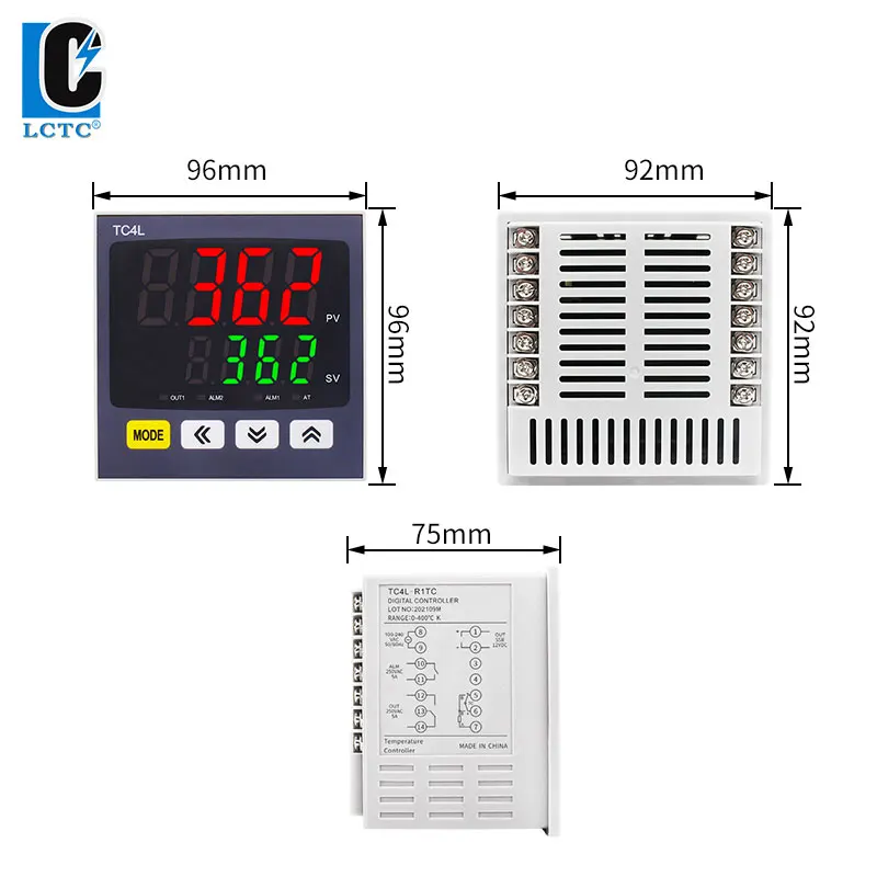 LCTC PID Temperature Controller SSR+RELAY 4-20mA Output Multiple Input TC4L 96*96 PID Digital Regulator Intelligent Display