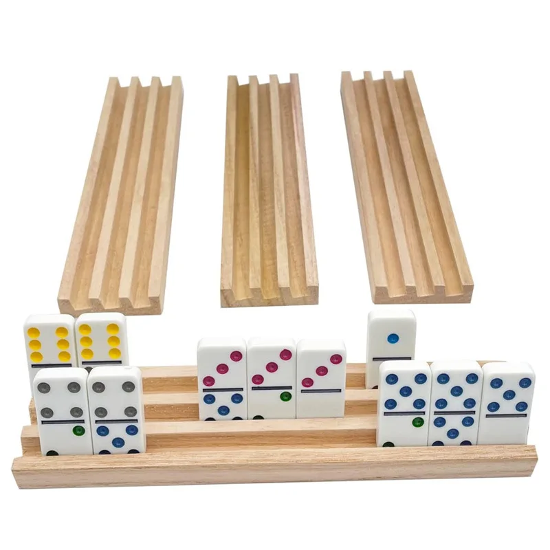 1pc/4pcs Wooden Domino Rack Set, Domino Tray Storage Rack - Dominoes Not Included, Anti-Slip Domino Base Bracket