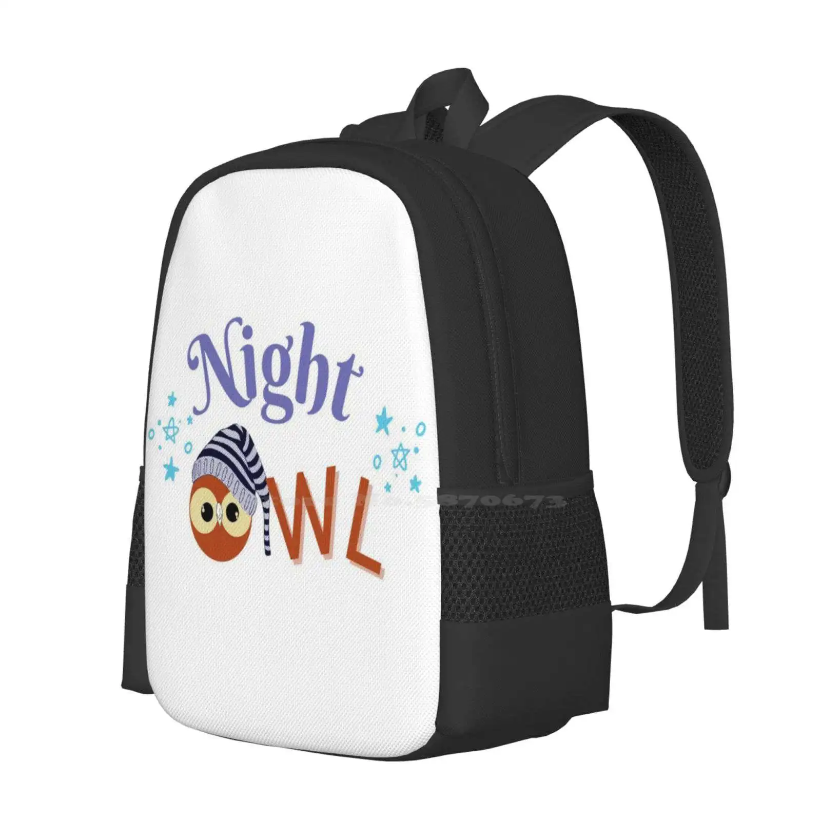 I'M A Night Owl Hot Sale Backpack Fashion Bags Owl Night Lover Bird Vigils Stars Animal Lovers Word Design