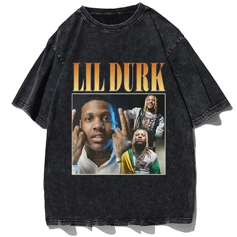 

Rapper Lil Durk Vintage T-Shirt Men Retro Graphic Print Tshirt Unisex Cotton Tee Summer Woman Loose Oversize Streetwear Clothes