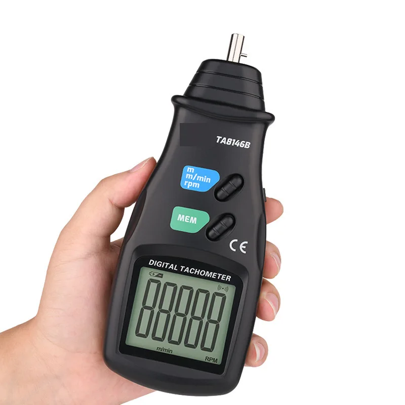 

TASI TA8146C 2 in 1 Contact Laser Non-Contact Digital Tachometer 2.5-99999RPM Photoelectric Tachometer for Motor Fan
