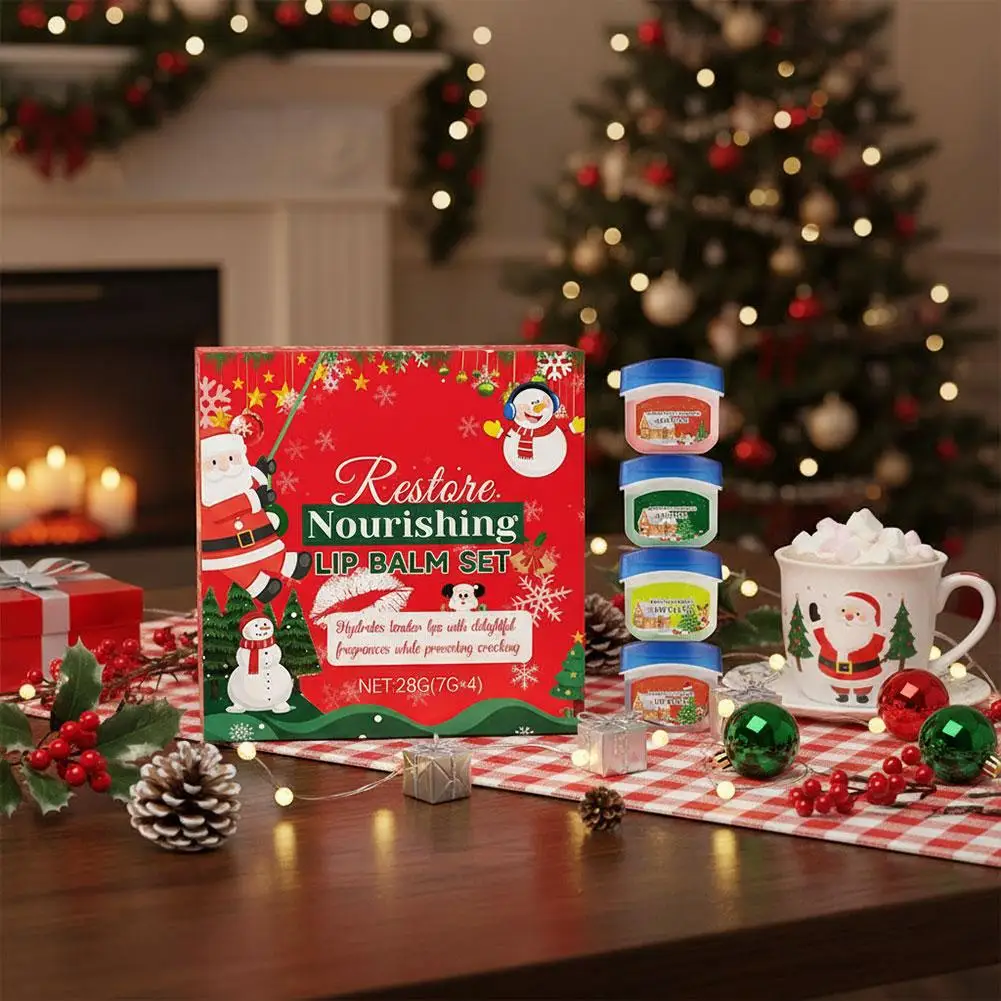 Christmas-exclusive Nourishing Lip Balm Set Multiple Botanical Extracts Deeply Moisturize Lips Effectively Alleviate Dryness