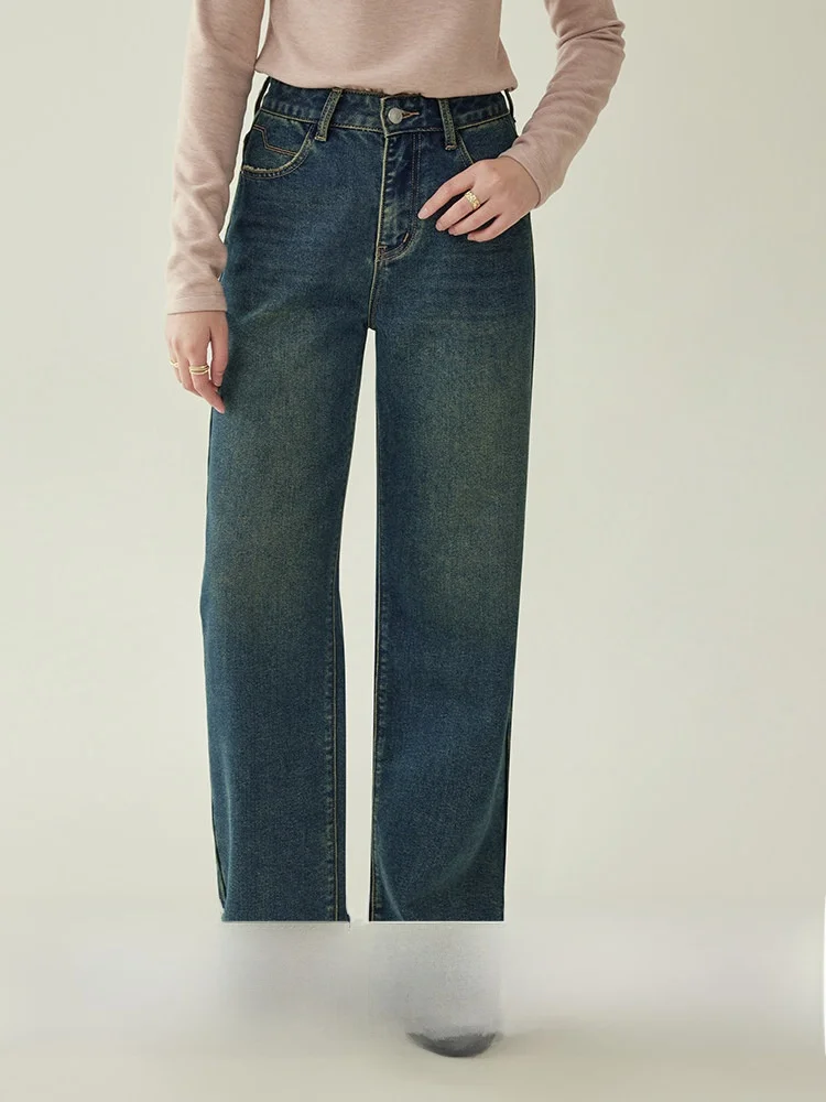 

Джинсы North Island AMUU Original Thiened Floing Bot с прямыми штанинами, женские, зимние, новые, с высокой талией, широкие, темно-синие