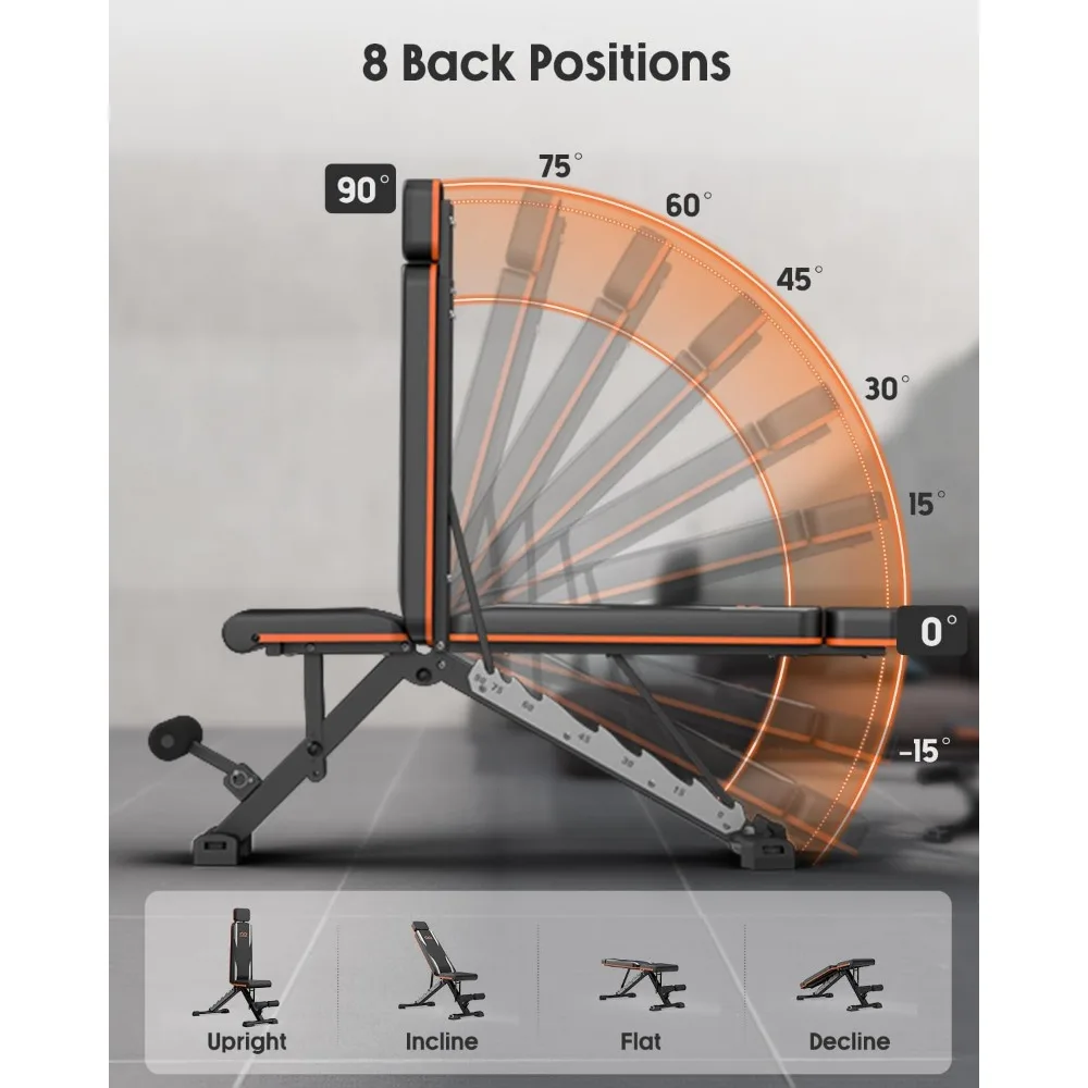 Модернизированная регулируемая скамья 800 фунтов, складная скамья для силовых тренировок для тренировок всего тела