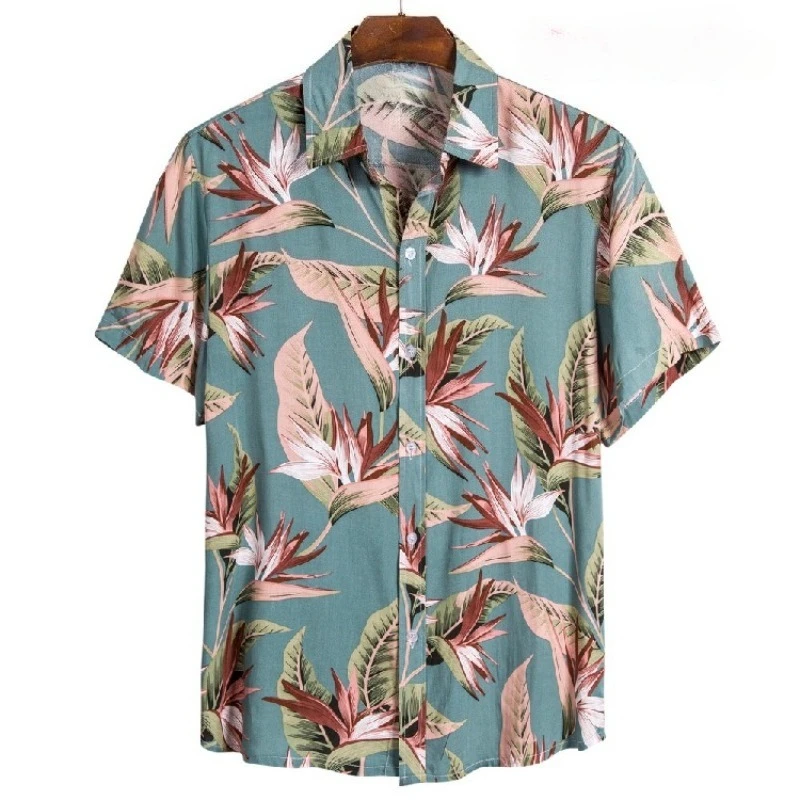 Niche Hong Kong Style Printed Floral Shirt Loose Fitting, Versatile for Daily Commuting and Vacation Short Sleeved