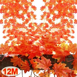 Artificial Maple Leaves Garland Hanging Fall Leaf Vine Maple Foliage Fake Plants Christmas Thanksgiving Garden Party Home Decor