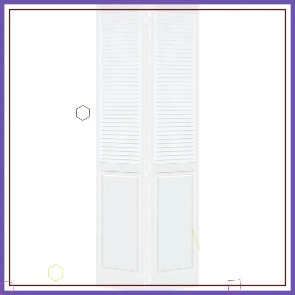 

Hot-selling80x30 Inch White Unfinished Bi-Fold Closet Door with Louver Panels, Solid Core, Easy to Paint