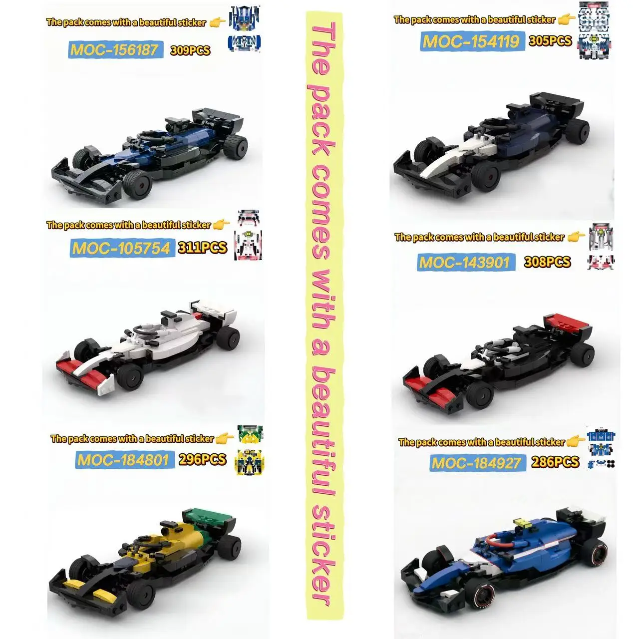 

Конструктор Champion Speed Racing Car с наклейками MOC-156187, 154119, 105754, 143901, 184801, 184927, подарок на день рождения для ребенка