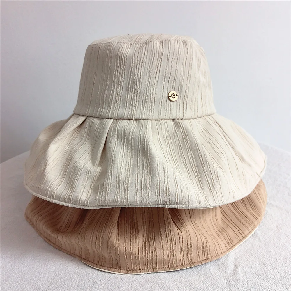 

Summer Hat Women Big Eaves Cover Face Foldable Japanese Fisherman Hat Sun Visor Basin Hat UV Sun Hat.