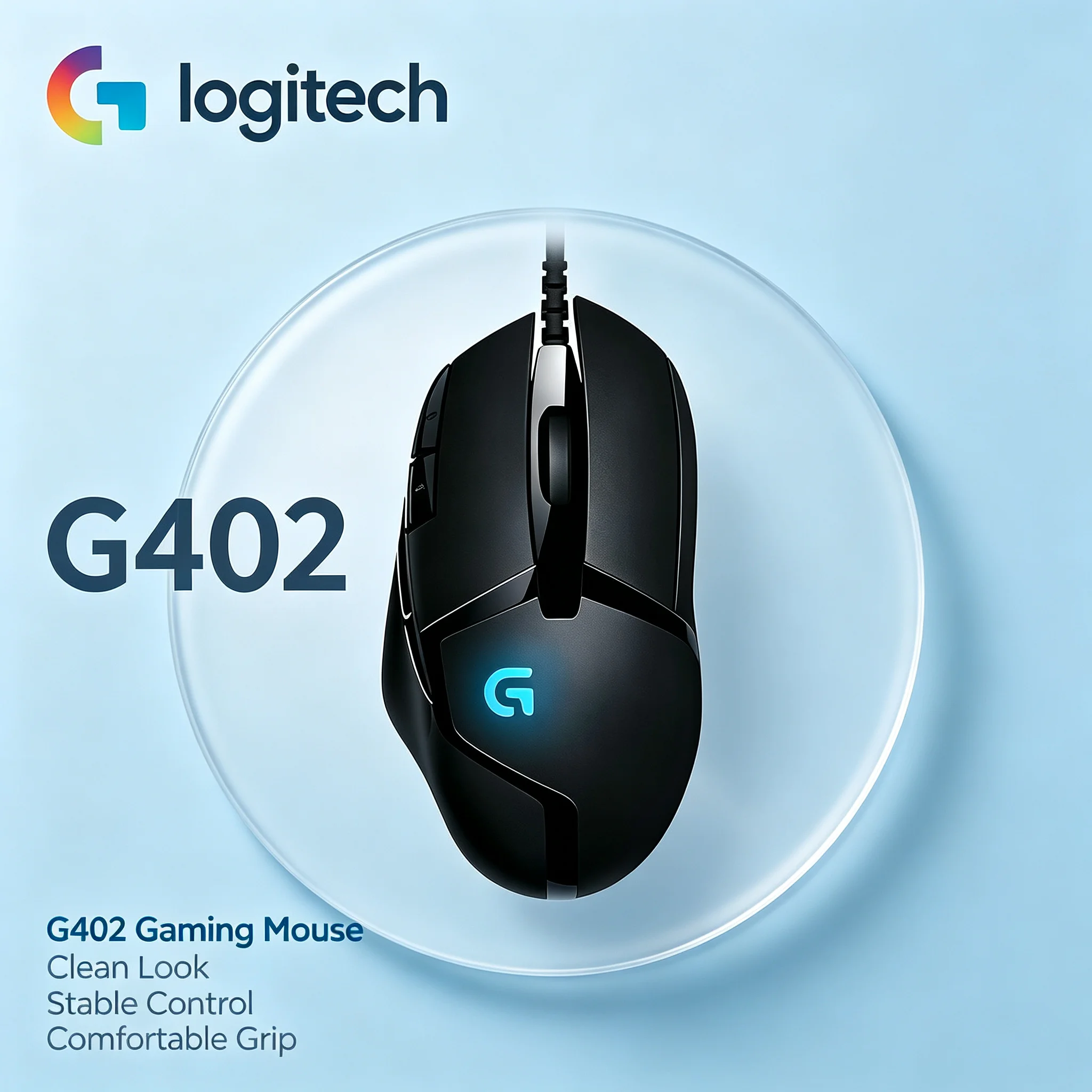 Logitech G402 Hyperion Fury Wired Gaming Mouse RGB Illumination 8 Programmable Keys Mice