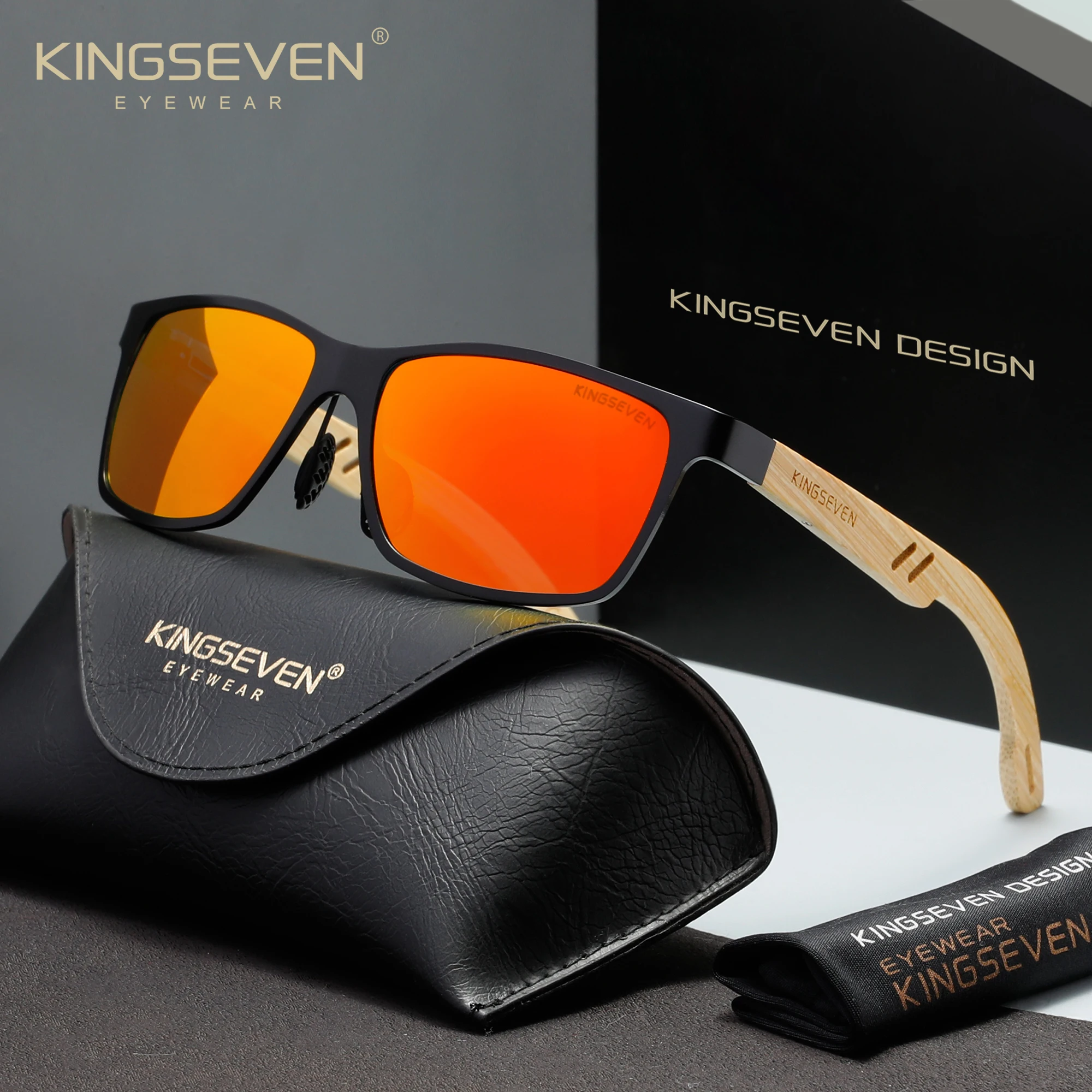 KINGSEVEN Polarized UV400 Sunglasses Men Women Bamboo Natural Wooden Fashion Glasses Outdoor Driving Casual Luxury Eyewear Frame