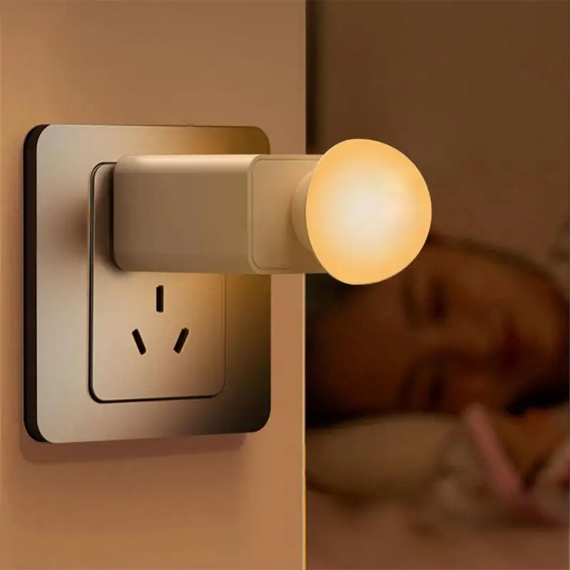 USB Plug Night Light Warm White LED Plug-In Light Bulb Portable Bedroom Bedside Kitchen Lamp Cartoon Decor Table Lamp Fort Stall