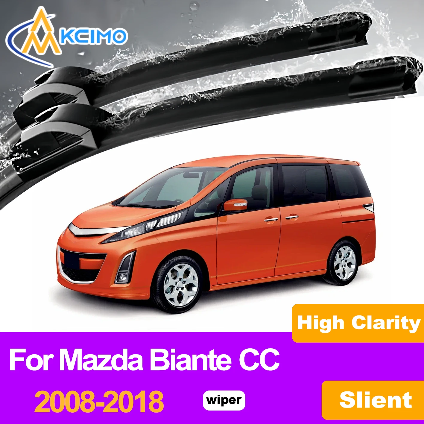 

KCIMO 2PCS Front Windshield Wiper Blades For Mazda Biante CC 2008-2018, High Quality Rubber Quiet Operation Crystal Clear Vision