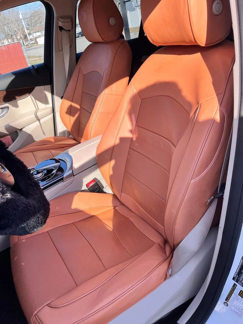 

Чехлы на автомобильные сиденья для Mercedes-Benz GLC300 GLC220 GLC200 Coupe 2015-2021, подушки для автомобильных сидений из воловьей кожи и ПВХ, 13 шт./компл.