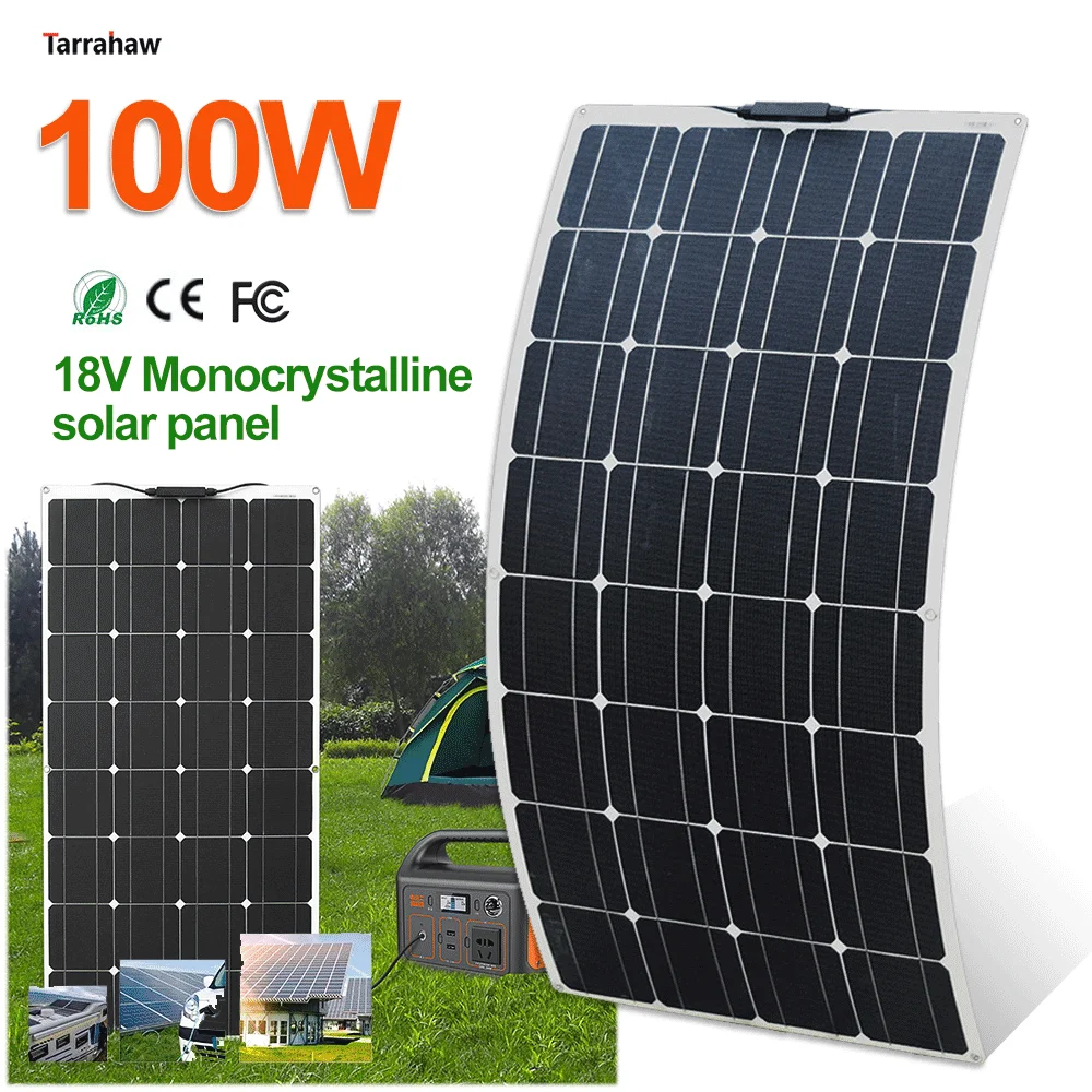 Solar Panel 100W-400W Photovoltaic Cell PV Plate 12/24V Energy Storage Power Generation Home Vehicle Waterproof Solar System Kit