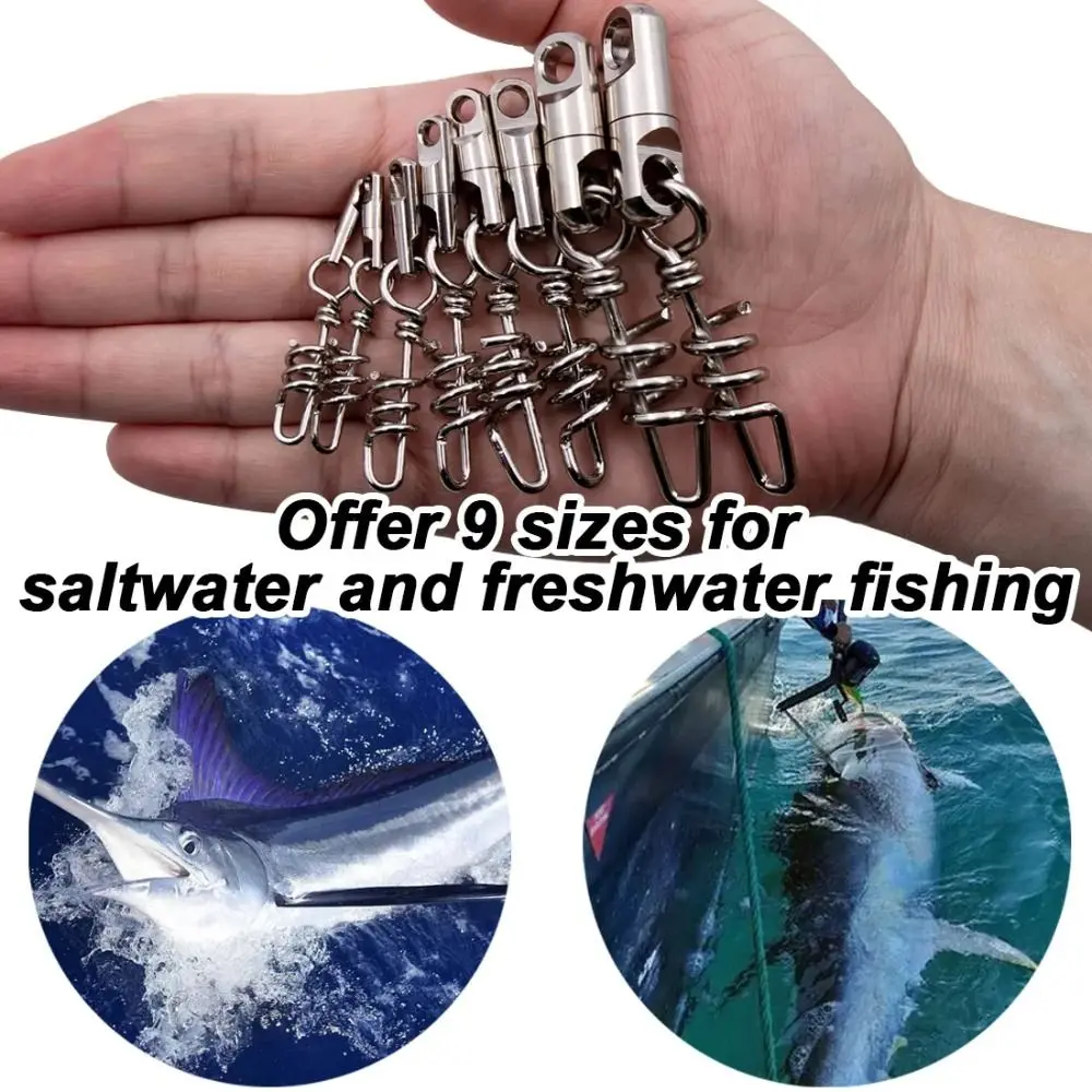 5PCS New Copper Fishing Corkscrew Swivel Snaps Silver High Strength Fishing Snap Connector Stainless Steel Bearing Barrel