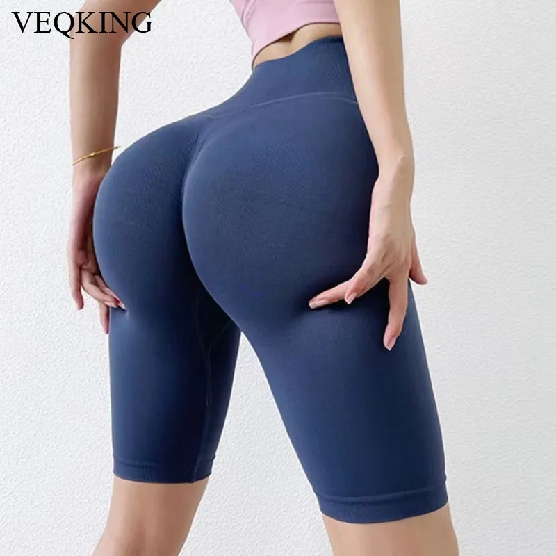 

VEQKING персиковые женские шорты для йоги, бесшовные спортивные леггинсы с высокой талией, быстросохнущие колготки для спортзала и фитнеса, эластичные тренировочные брюки