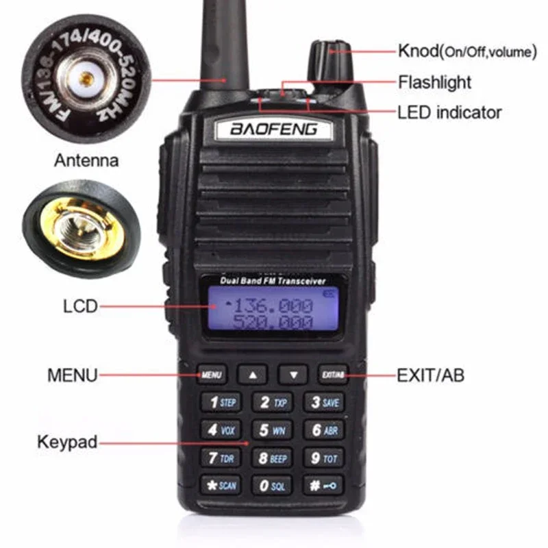 

Baofeng UV-82 8W Military Walkie Talkie Long Range 10 KM H/M/L HIgh Power Modes Dual PTT UHF VHF Ham Radios Better than UV5R