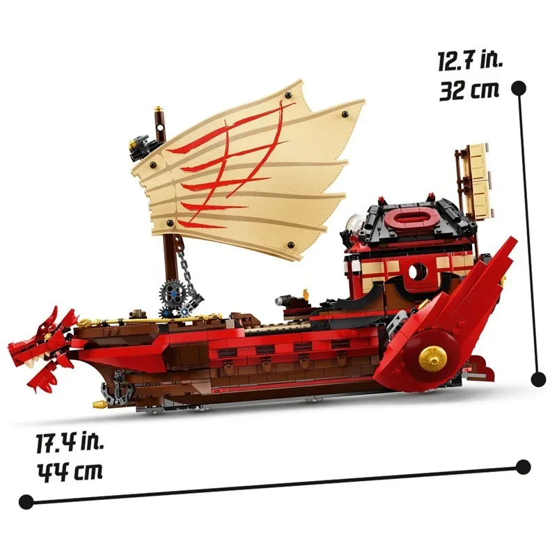 1700 pcs Ninja Series Destiny Bounty Ship Building Blocks Dragon Boat Monastery Bricks Toys For Boy Children Birthday Gifts